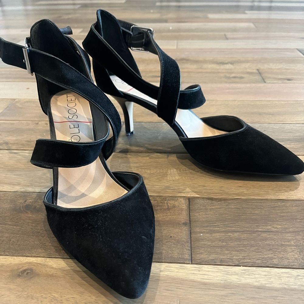 Sole Society Black Velvet Criss Cross Pumps
